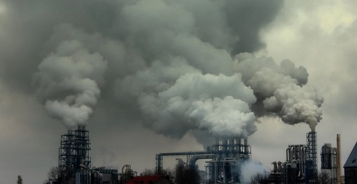 Factory fumes representing peak GHG emissions